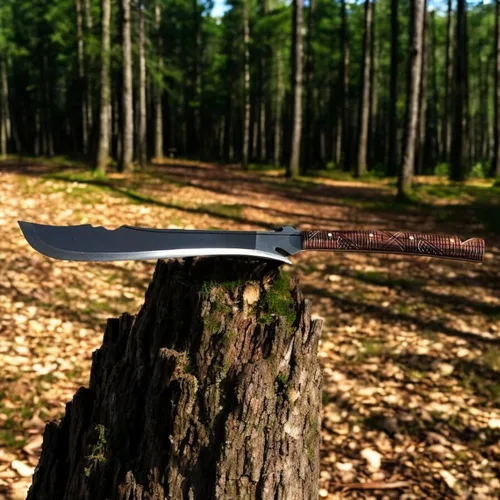 Vista 4 de 25 "acero D2 caza Bowie Machete cuchillo Full Tang HRC-56-58 Razor Sharp Serration con espuma