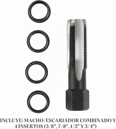 Vista 6 de OEMTOOLS 25649 Kit de reparación de rosca de culata de 14 mm, herramienta de mecánico para reajustar culatas, incluye tope/escariador combinado