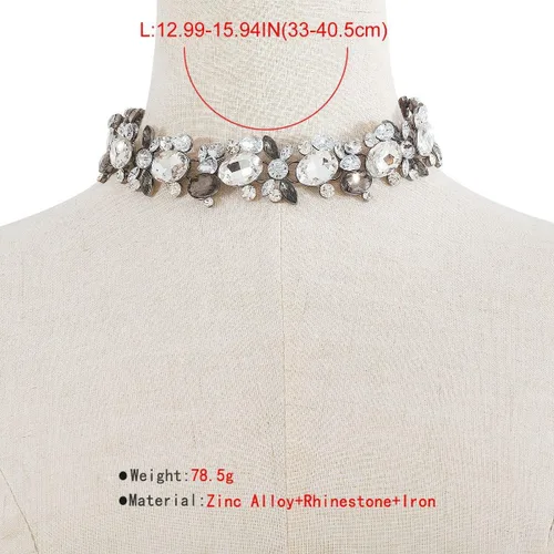 Vista 7 de Jumwrit Collar de gargantilla de diamantes de imitación de colores, collar de cadena gruesa brillante para fiesta de graduación, joyería