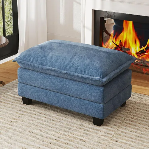 Vista 23 de Sofá de nube en forma de L de 77 pulgadas, sofá modular con otomana, cómodo sofá biplaza de felpilla con almohada para sala de estar, dormitorio