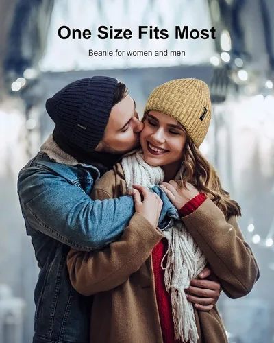 Vista 5 de Gorro de punto para hombre y mujer, cálido para invierno, gorro de esquí suave y cálido, unisex