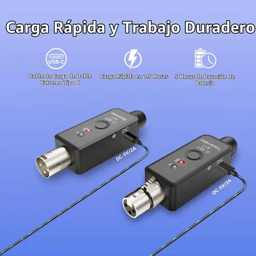Vista 7 de Sistema de micrófono inalámbrico A11, transmisor y receptor XLR de 2.4 GHz para micrófono dinámico, mezclador de audio, sistema PA, rango de 100
