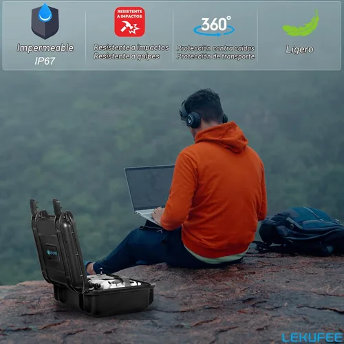 Vista 5 de Lekufee Funda rígida impermeable de viaje para DJI Mini 4 Pro/3 Pro/3 Drone y RC N3/N2/N1 y accesorios (solo funda)