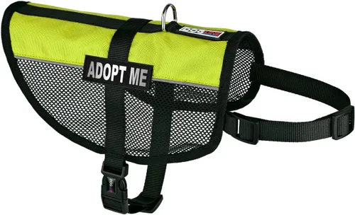 Vista 68 de Dogline MaxAire - Chaleco de malla para perros de 13 a 16 pulgadas y 2 parches extraíbles Adopt Me, talla S, color negro