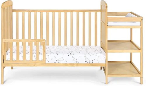 Vista 4 de HomVent Combo de cuna convertible 3 en 1 y cambiador, cuna de bebé con cambiador (natural)