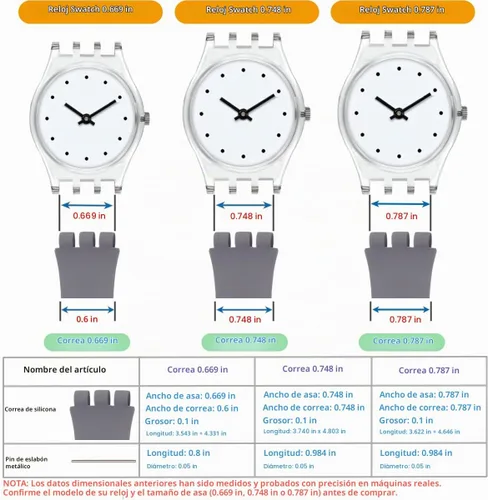 Vista 7 de Lijinlan Correa de silicona de repuesto para Swatch de 0.669 in, 0.748 in, 0.787 in, correa de reloj impermeable para Swatch Negro
