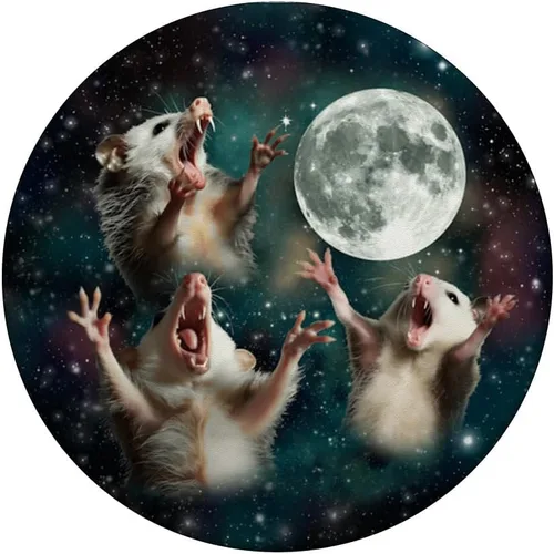 Vista 3 de Three Opposum Moon 3 Zarigüeya Luna muerta Extraño Meme maldito PopSockets PopGrip estándar