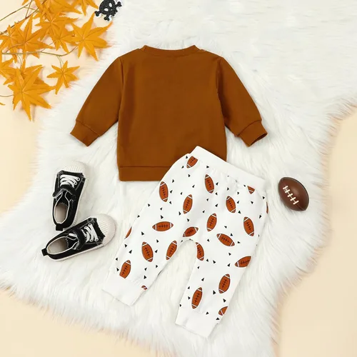 Vista 3 de Youweixiong Sudadera de manga larga para bebé, niño, niña, sudadera con letras, pantalones de rugby, ropa de otoño e invierno