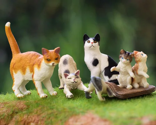 Vista 7 de Gemini&Genius 6 juguetes de gato para niños, figuras de gato, gatitos realistas para niños pequeños, juguetes divertidos de animales para mascotas