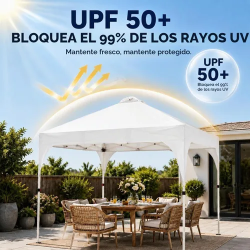 Vista 4 de Yaheetech Tienda de campaña desplegable de 10 x 10 para eventos al aire Blanco