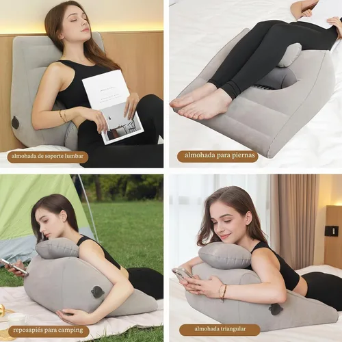 Vista 6 de Almohada de cuña para dormir, almohada inflable de elevación de piernas para hinchazón, circulación, alivio del dolor de piernas y espalda, almohada