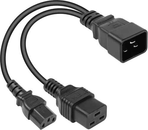 Vista 9 de SinLoon Cable de alimentación IEC 320 C20 a Dual C13, C20 macho a 2 x C13 Y Splitter Adapter Cable de alimentación (negro C20 a Dual C13)