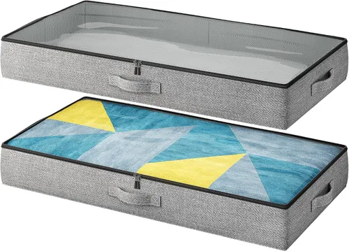 Vista 13 de TidyCorner 2-Pack Under Bed Storage Containers, 4.5 Inches Tall Low Profile Underbed Clothes Storage Organizer Bin with Sturdy Sidewalls/Bottom