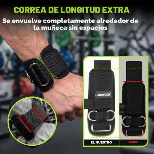 Vista 3 de HANDBODE Lifting Straps, Double D-Ring Weightlifting Wrist Straps Steel Hardware, Two Piece Set, Padded Cuffs, Reinforced Stitching, Adjustable