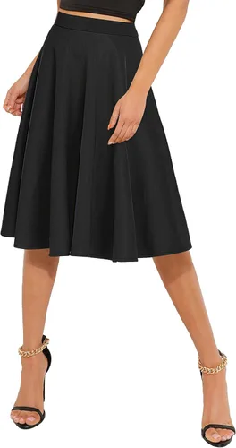 Vista 3 de Urban CoCo Falda midi acampanada básica con cintura elástica para mujer