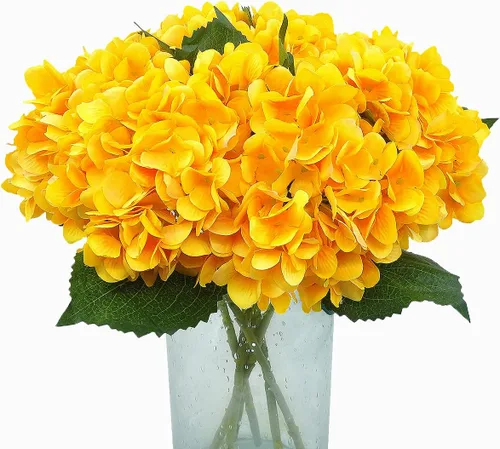 Vista 19 de 5 piezas de flores artificiales falsas, hortensias de seda, 1 arreglos de cabeza de flor, ramos de boda, decoración floral de plástico, centros