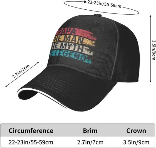 Vista 6 de Papa The Man The Myth The Legend Baseball Cap for Men Women Adjustable Funny Dad Hat