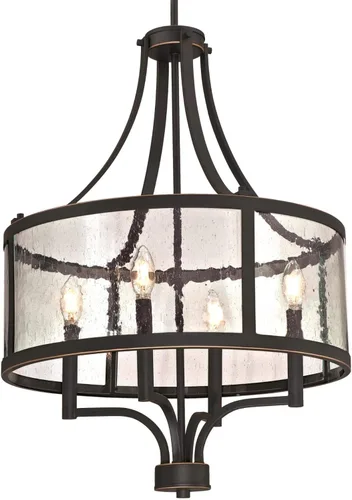 Vista 2 de Westinghouse 6368400 Belle View - Lámpara de araña de cristal transparente con cuatro luces para interiores, acabado de bronce aceitado con reflejos