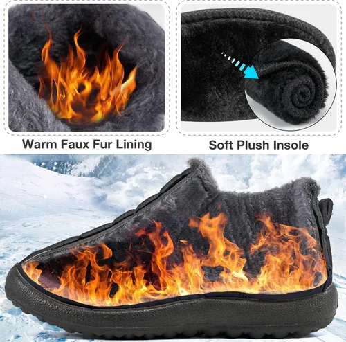 Vista 3 de Botas de nieve de invierno para mujer, impermeables, con forro de piel, cómodas, botas de exterior cálidas, antideslizantes, para invierno