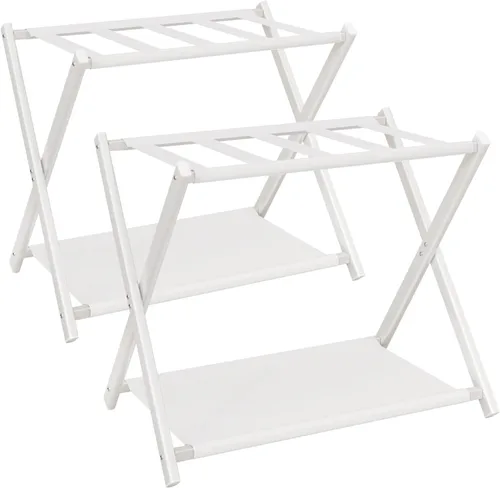 Vista 10 de IBUYKE TLR002B - Portaequipajes para todos los tamaños de maleta, soporte plegable para maleta con estante de almacenamiento de tela, fácil