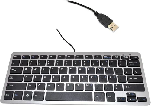 Vista 4 de iKKEGOL USB Mini Slim Wired 78 Teclas Pequeño Teclado compacto súper delgado para PC de escritorio PC Win 7 Mac (negro)