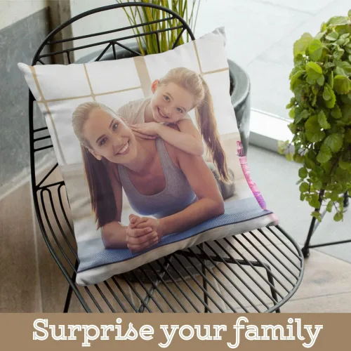Vista 6 de Fundas de almohada personalizadas con texto de imagen, 12 x 12 pulgadas, fundas de almohada cuadradas personalizadas de doble cara para sofá cama