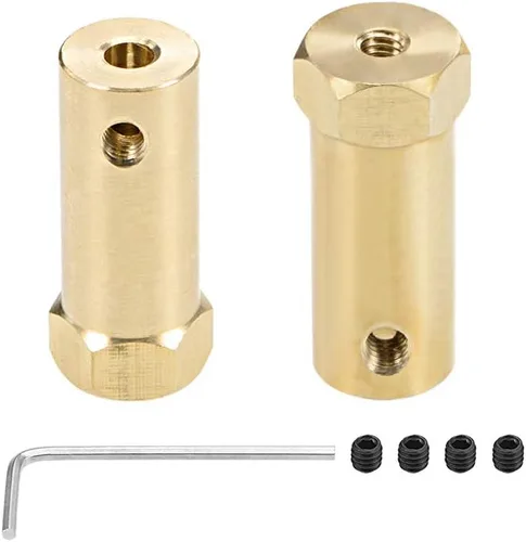 Vista 4 de uxcell Acoplador hexagonal de 0.118 in de diámetro del motor hexagonal de latón conector de acoplamiento para ruedas de coche, neumáticos, motor
