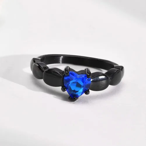 Vista 5 de Juego de anillos de boda personalizados en color negro y azul para él y ella, anillos de promesa a juego para parejas, anillos de acero inoxidable