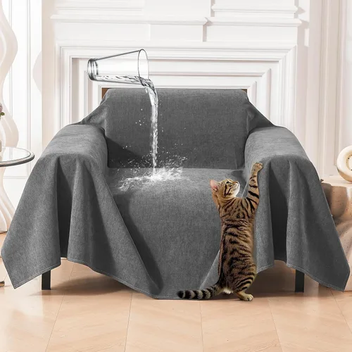 Vista 15 de Warmstar Protector de sofá contra las garras de los gatos, funda impermeable antideslizante para sofá de 3 cojines, funda para sofá de 3 cojines