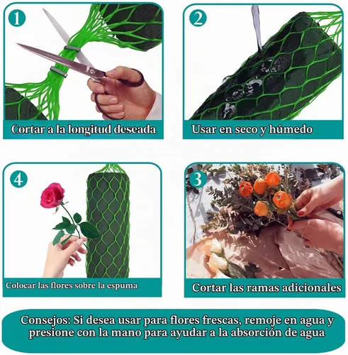 Vista 6 de Juego de 14 piezas de guirnalda de espuma floral de 9.2 pies, kit de bloques de esponja, soporte de flores de absorción para arco de puerta