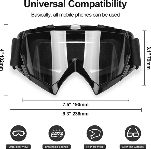 Vista 6 de JAGASOL DOT - Casco de motocross todoterreno para motocross, gafas JAGASOL Dirt Dike, gafas de esquí