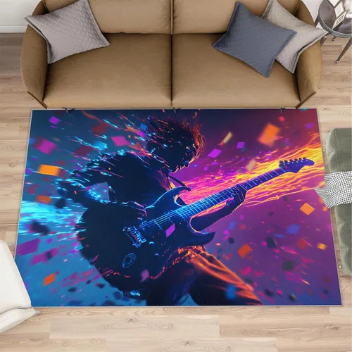 Vista 18 de Cyberpunk - Alfombras para dormitorio, alfombra de área Cyberpunk Hacker, alfombras futuristas para sala de estar, alfombra antideslizante