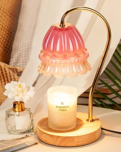 Vista 14 de Funistree Paquete de 2 lámparas calentadoras de velas de flores, lámpara de vela con temporizador, regalos de cumpleaños de Navidad para mujeres