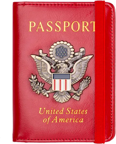 Vista 16 de TOURSUIT Combo de pasaporte y tarjeta de vacunación con bloqueo RFID, estuche protector para documentos de viaje, organizador de pasaporte de cuero