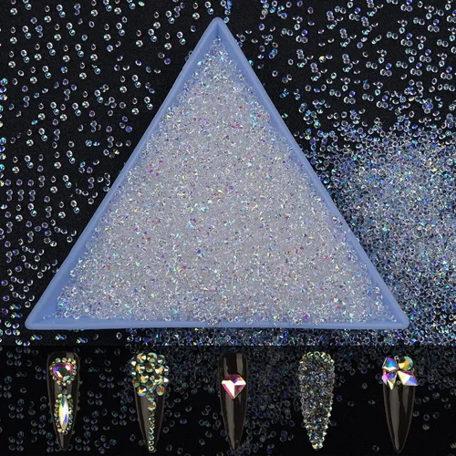 Vista 11 de HUETFAT 8800 piezas de diamantes de imitación negros AB Pixie para uñas, microgemas de 0.047 pulgadas con purpurina para uñas, mini diamantes