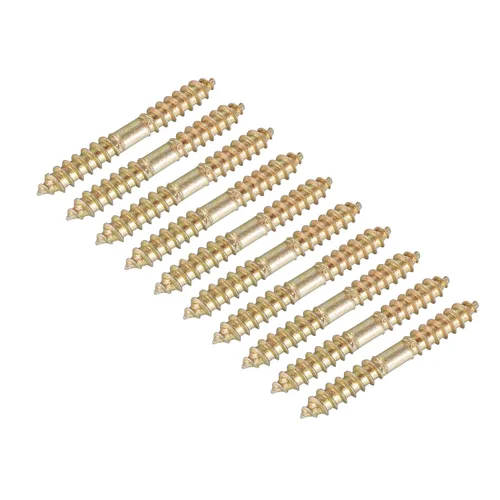 Vista 6 de uxcell Pernos de suspensión de 0.197 x 2.559 in, 12 tornillos de rosca autorroscante de doble extremo de madera a madera para conexión de madera