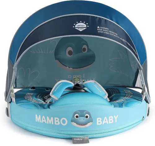 Vista 16 de Mambobaby Flotador con Cola para Bebé con Toldo, Flotador de Piscina Infantil, Entrenador de Natación para Bebés, Flotador de Agua sin Aire, Ángel