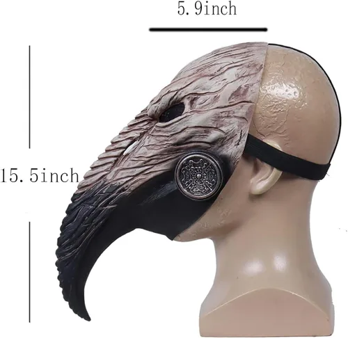 Vista 2 de Máscara de médico de la peste con capa negra, juego de 2 piezas, accesorios de disfraz de Halloween, máscaras de cosplay de emulsión