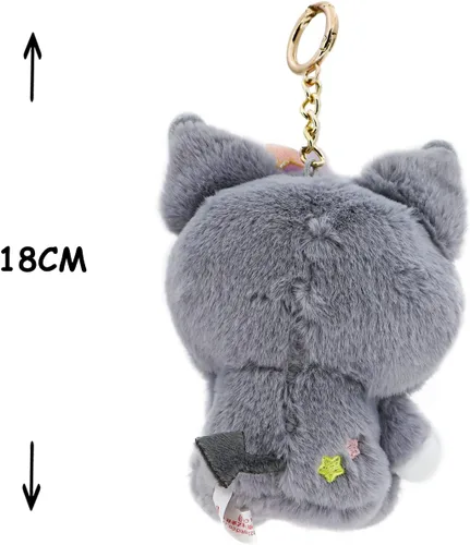 Vista 3 de Ahlsense Llavero de peluche lindo de dibujos animados de anime de 5 pulgadas (B)