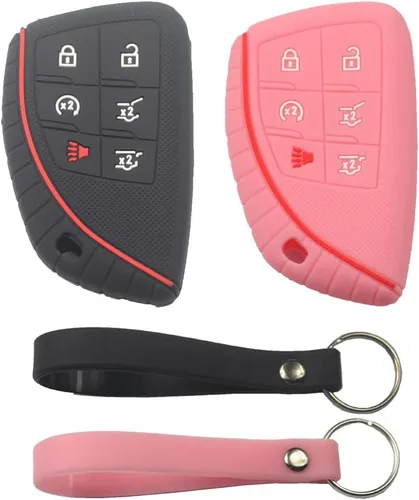 Vista 11 de 2 fundas para llavero con 6 botones compatibles con Chevrolet, 2 piezas negro