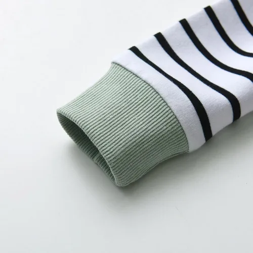 Vista 3 de Rebey Conjunto de sudadera con capucha de manga larga a rayas para bebés y niños pequeños
