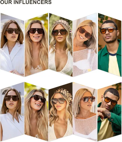 Vista 3 de SOJOS Lentes de sol polarizados retro gruesos estilo aviador para mujeres y hombres, gafas cuadradas de piloto grandes, modernas y audaces SJ2385