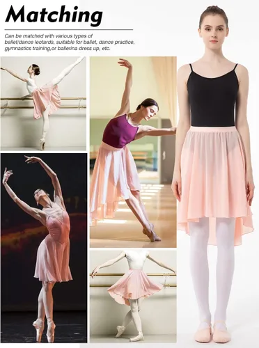 Vista 6 de PLIKSUVER Falda cruzada de ballet para mujer, falda de baile de gasa con cintura elástica para mujeres, niñas y adultos