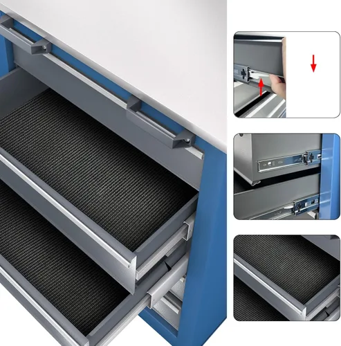 Vista 7 de LARBANKE – Combinación de 3 cofres de herramientas, rodante con encimera de acero inoxidable, gabinete con hebilla de conexión, ruedas