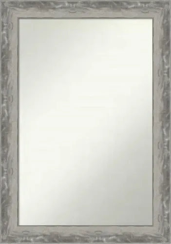 Vista 349 de Amanti Art Espejo de baño plateado para sobre el fregadero, 24 x 24 pulgadas, espejo cuadrado de peltre forjado a medida, marco de madera casual