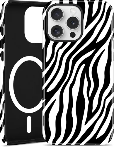 Vista 28 de Jusy Funda magnética Zebra para iPhone XR, color negro