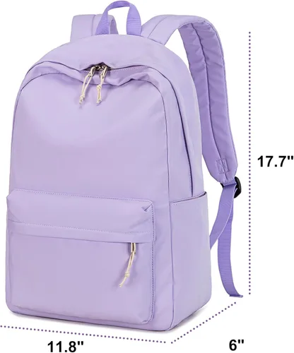 Vista 3 de LOIDOU Mochila para la escuela, adolescentes, niñas, niños, mochila casual, ligera, para estudiantes de secundaria, universidad, Púrpura, Casual