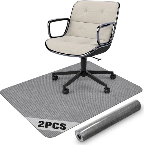 Vista 8 de Tapete de pana para suelo de madera dura, 55 x 35 pulgadas, tapete para silla de oficina, silla de escritorio, silla rodante, respaldo Pana Gris