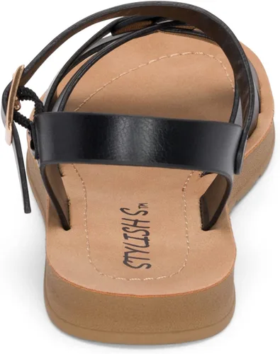 Vista 5 de STYLISH S KALI-K ~ Sandalias cómodas de suela acolchada con tiras y puntera abierta para niñas pequeñas