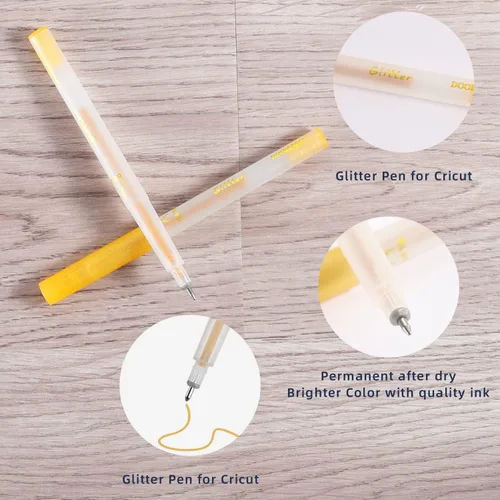 Vista 3 de DOOHALO Bolígrafos metálicos dorados con purpurina de gel compatibles con Cricut Maker 3/Maker/Explore 3/Air 2/Air 1.0/0.8/2.0/2.5 marcadores